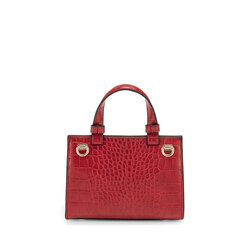 Mago Merlino Small handbag with crocodile print, red