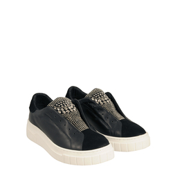 Sir Biss Leather slip-on sneaker with jewel details, black, 36 EU
