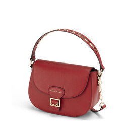 Lampone Tumbled leather crossbody bag with flap, dark red