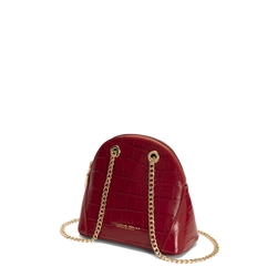 Tic-Tac Chain leather crossbody bag with crocodile print, dark red