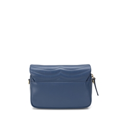 Regina Di Cuori Quilted leather crossbody bag with flap, avio blue