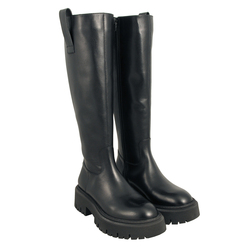 Incantesimo Leather boot with coloured rubber sole, black, 40 EU
