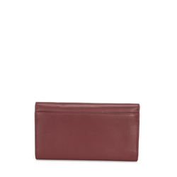 Basic Wallets Large leather wallet with flap, dark red