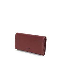 Basic Wallets Large leather wallet with flap, dark red