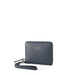 Gnomo Medium zip-around leather wallet, blue