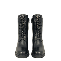 Gnomo Leather medium-heel ankle boot with jewel details, black, 41 EU