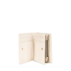 Folletti Medium leather wallet with double opening, ivory