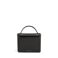Tris Small handbag with crocodile print, black