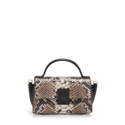 Ghianda Leather handbag with snakeskin print, ice
