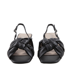Lampedusa Braided leather low-heel sandal, black, 41 EU