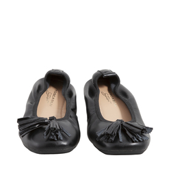 Cattolica Leather ballet pump with tassels, black, 36 EU