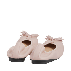 Cattolica Leather ballet pump with tassels, pink, 37 EU