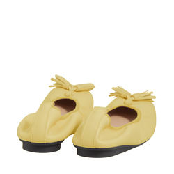 Cattolica Leather ballet pump with tassels, yellow, 36 EU