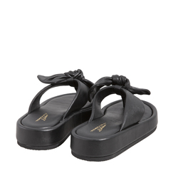 Lignano Leather low heel flip-flop with bow, black, 36 EU