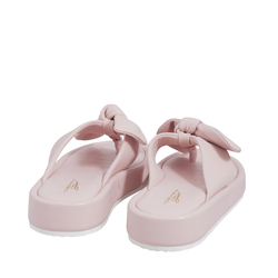 Lignano Leather low heel flip-flop with bow, pink, 36 EU