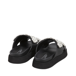 Riccione Slipper with jewel shoelace, black, 39 EU