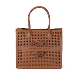 Bergamotto Large perforated handbag, brown