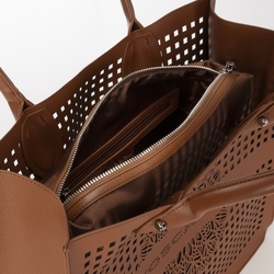 Bergamotto Large perforated handbag, brown