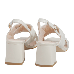 Chioggia Quilted leather medium heel sandal, white, 39 EU