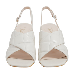 Chioggia Quilted leather medium heel sandal, white, 40 EU