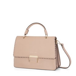 Peonia Large leather handbag with flap, pink