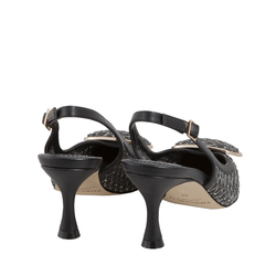Ischia Raffia court shoes with buckle, black, 37 EU