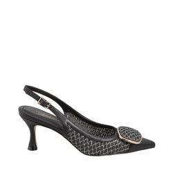 Ischia Raffia court shoes with buckle, black, 37 EU