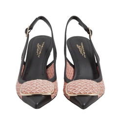 Ischia Raffia court shoes with buckle, pink, 40 EU