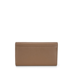 Basic Wallets Large leather wallet with flap, brown