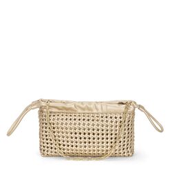 Violetta Small honeycomb crossbody bag with chain, gold