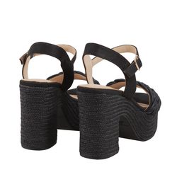Sperlonga Raffia sandal with platform, black, 41 EU