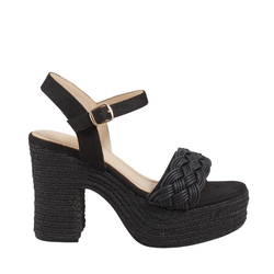 Sperlonga Raffia sandal with platform, black, 41 EU