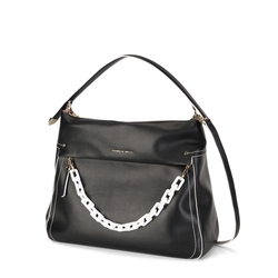 Gelsomino Large leather slouchy bag with chain, black