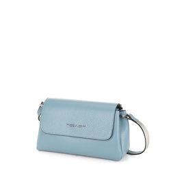Ortensia Small leather crossbody bag with flap, light blue