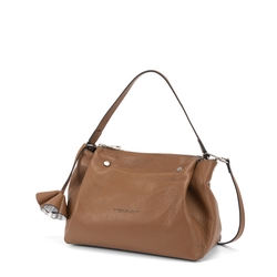 Ortensia Medium leather slouchy bag with tassel, brown