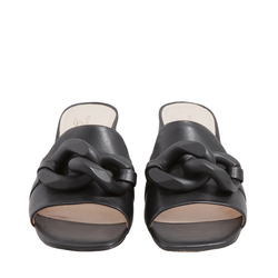 Chioggia Medium leather slipper with chain, black, 37 EU