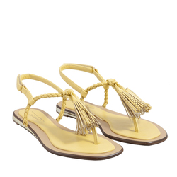Costa Rei Low heel flip flops with tassels, yellow, 38 EU