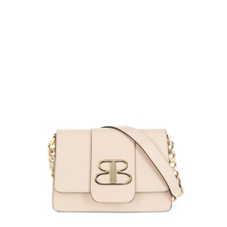 Lavanda Leather shoulder bag with flap and chain, pink