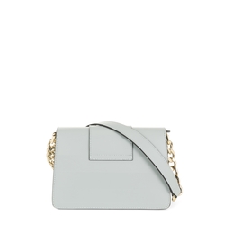 Lavanda Leather shoulder bag with flap and chain, light blue