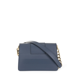 Lavanda Leather shoulder bag with flap and chain, blue
