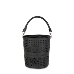Bergamotto Perforated bucket bag , black