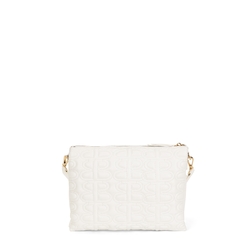 Bouquet Crossbody bag with quilted logo , white