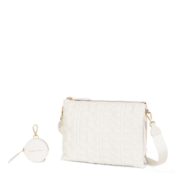 Bouquet Crossbody bag with quilted logo , white