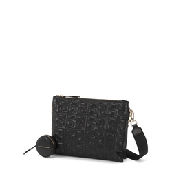 Bouquet Crossbody bag with quilted logo , black