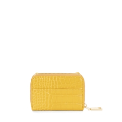 Ciclamino Small leather wallet with zip-around closure, yellow