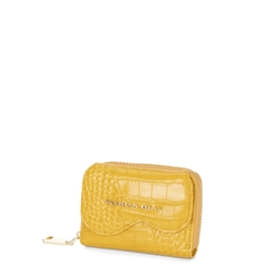 Ciclamino Small leather wallet with zip-around closure, yellow