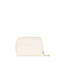Ciclamino Small leather wallet with zip-around closure, white