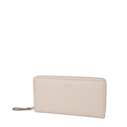 Calla Large zip-around leather wallet, natural
