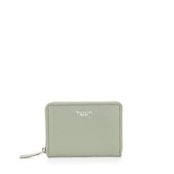 Nocciola Small leather wallet with zip-around closure, green