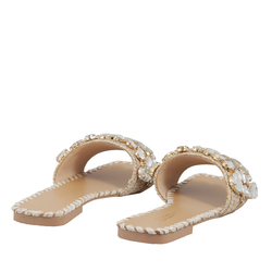 Ostuni Raffia slipper with jewel applications, natural, 36 EU